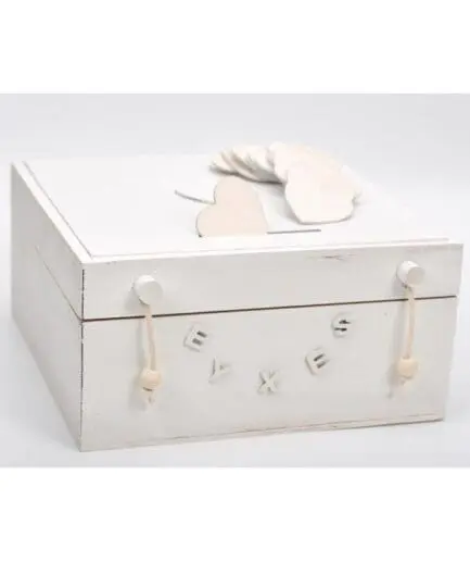 Κουτί ευχών λευκό με 50 λευκές καρδιές