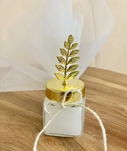 Μπομπονιέρα Γάμου Κερί Χρυσό Κλαδί Ελιάς