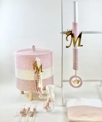 Σετ Βάπτισης Ροζ μπαούλο & plexi glass