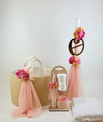 Σετ Βάπτισης με μονόγραμμα & magenta